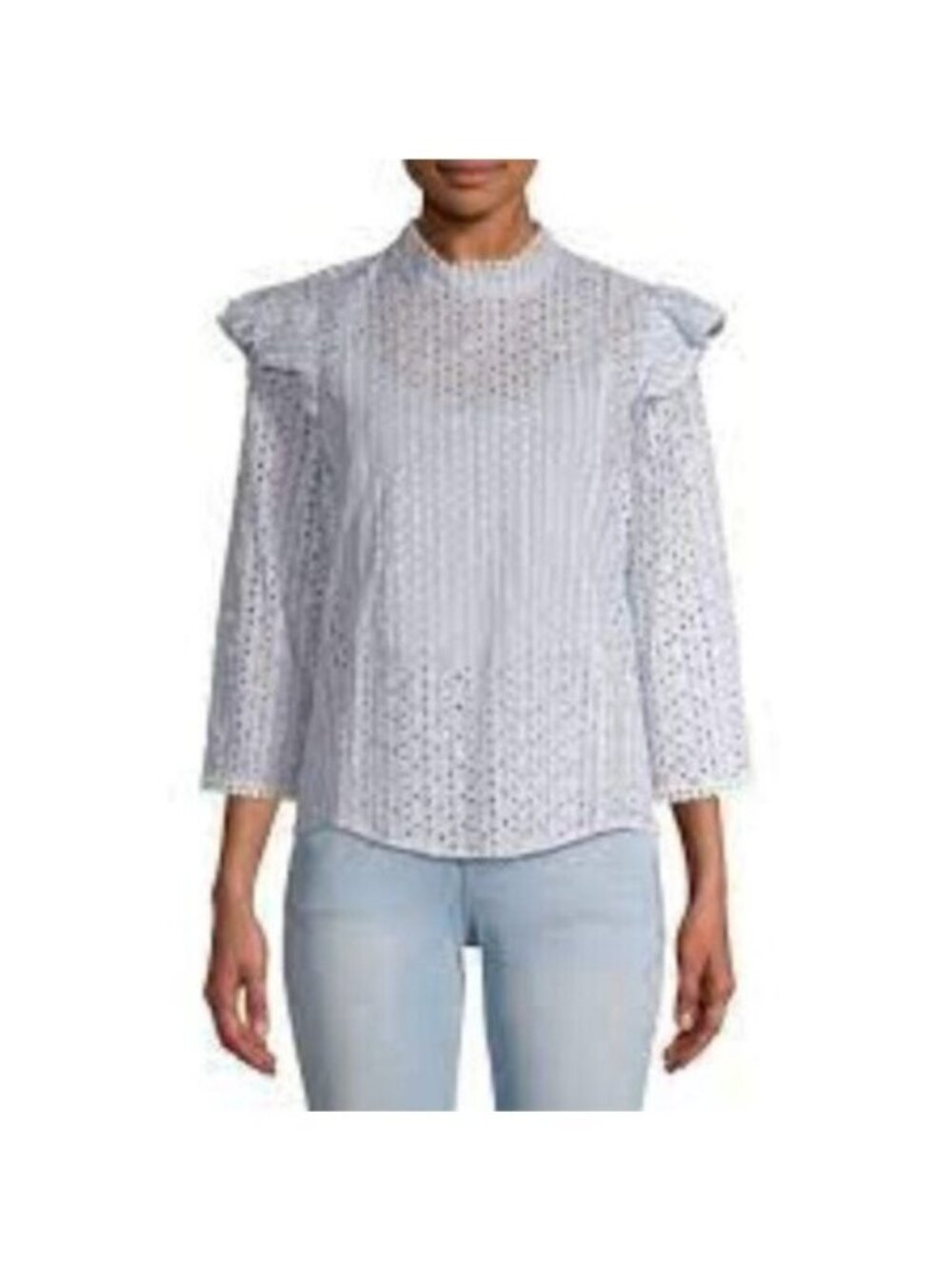 Prospect the Label Blue White Eyelet Blouse NWT Large